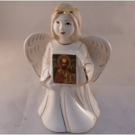 Ангел с иконой керамический (роспись, зол