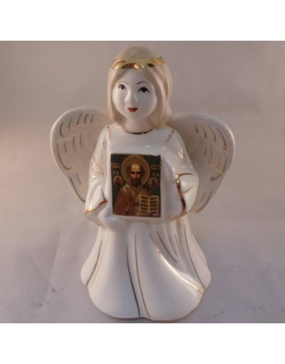 Ангел с иконой керамический (роспись, зол